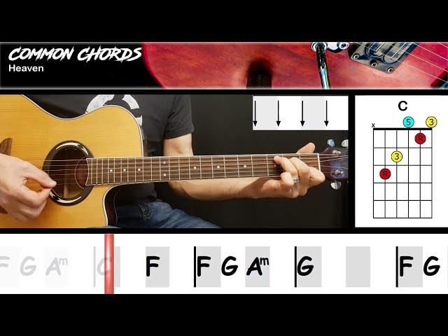 Heaven - Bryan Adams | EASY GUITAR | Common Chords