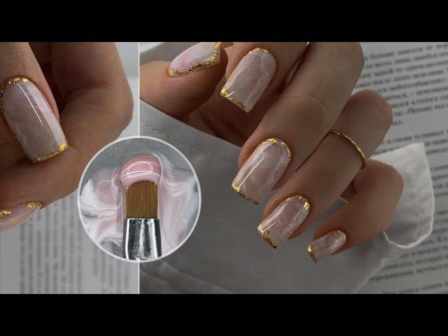 The MOST BEAUTIFUL and FAST marble manicure / Texture on nails / Quartz foil manicure