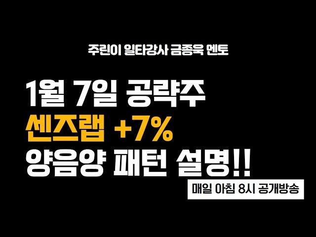 주린이도 쉽게 따라하는 패턴 양음양 1월 8일 공략주 샌즈랩 7% 상승 !!