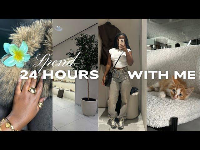 SPEND 24 HOURS WITH ME: shopping+ GRWM+ meet our new baby+  saw Gunna+ yap session+ reached 50K subs