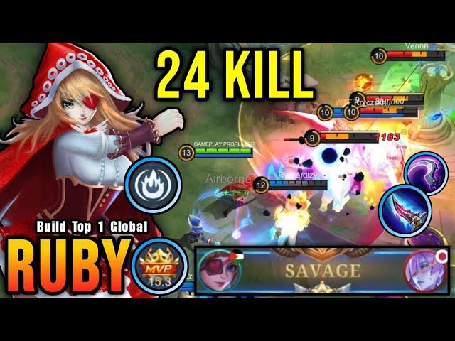 Auto SAVAGE!! New Ruby Offlane Build Insane 24 Kills!! - Build Top 1 Global Ruby ~ MLBB