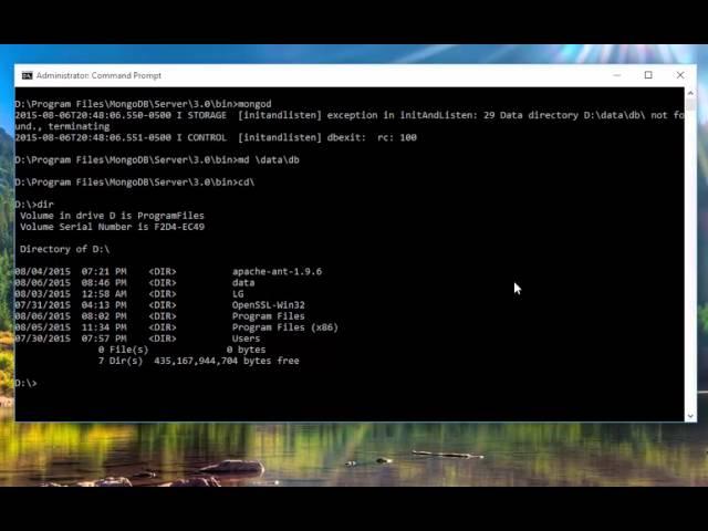 MongoDb on Windows Missing Data Directory Fix