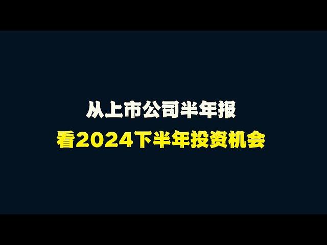 从上市公司半年报看2024下半年投资机会