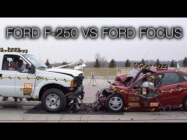 Ford F-250 Vs. Ford Focus – Vehicle-to-Vehicle Full Frontal Crash Test