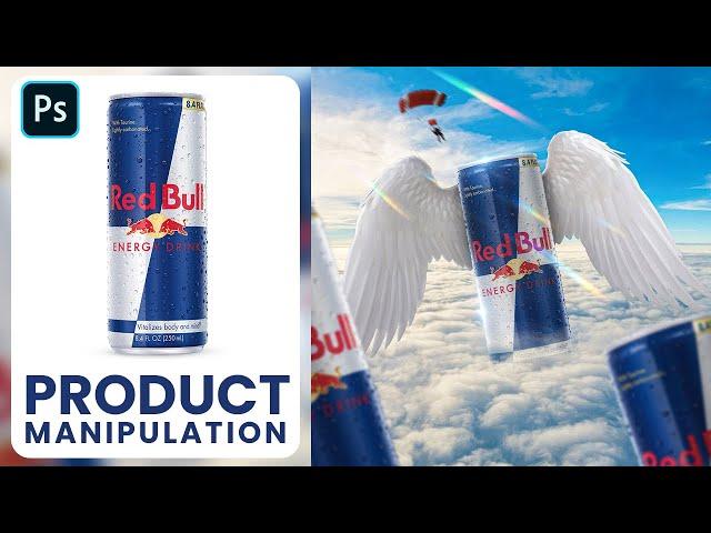 Product manipulation in Photoshop | Red Bull advertising poster design | photoshop tutorial