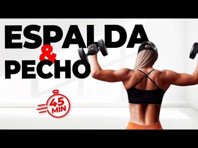 Ejercicios para DEFINIR ESPALDA + PECHO en CASA (Rutina en Tiempo Real)