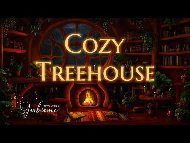 Cozy Summer Treehouse ASMR Ambience ️ Night Thunderstorm with Touch of Magic 