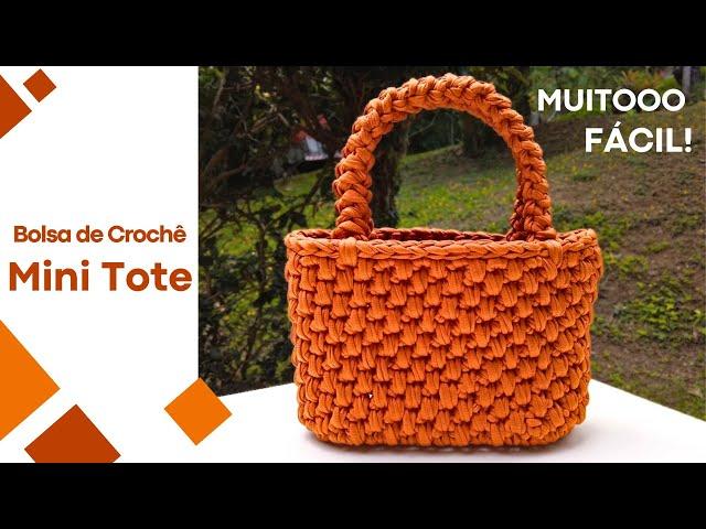 Bolsa de Crochê Mini Tote em Fio de Malha| Linda e Económica | Tutorial Completo