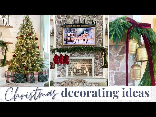 CHRISTMAS DECORATE WITH ME 2023 PART 1 | Christmas Tree Decorating, Christmas Mantle + Living Room