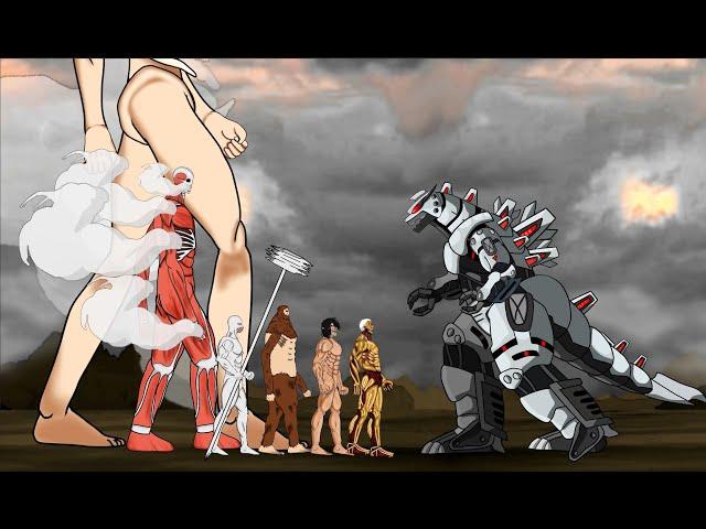 Mechagodzilla VS Attack On Titan, Eren titan, colossal armin titan, beast titan, shifter titan dc2