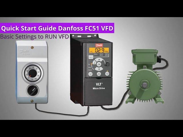 How to run motor with VFD via Potentiometer and Selector Switch Quick VLT Micro Drive FC 51-Danfoss