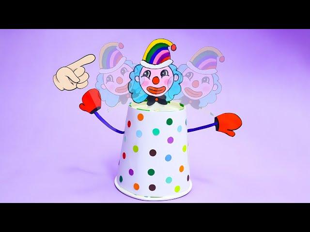 How to make a moving joker toy using paper cup | Easy craft ideas for kids | DIY crafts