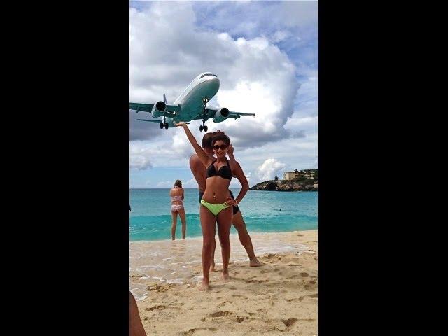 St. Maarten Airplane Landing Near The Beach