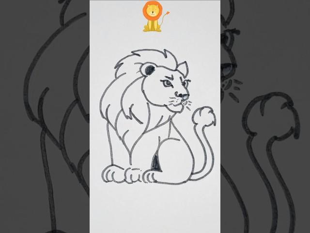 Just Wait For End ️ / Lion Drawing Easy  #shorts  #youtubeshorts  #shortsfeed  #drawing