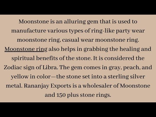 Moonstone : Natural Gemstone Jewelry Collection - Rananjay Exports