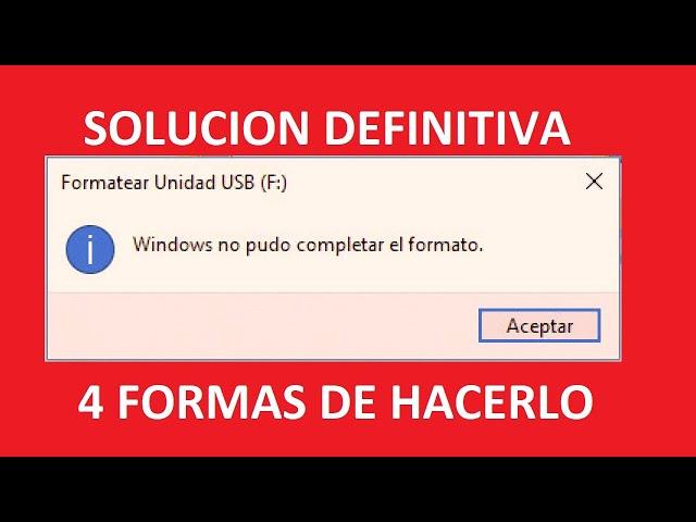 Reparar memoria USB | Windows no pudo completar el formato