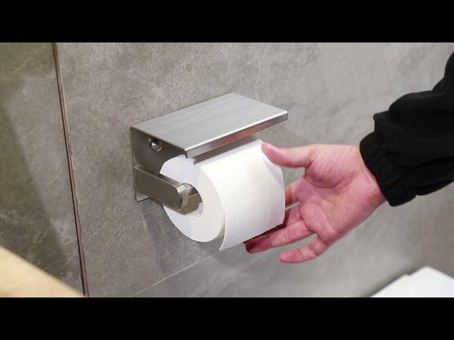 How To Install Toilet Paper Holder With Shelf Brushed Nickel KH019