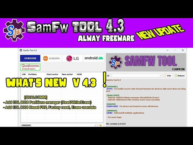 SamFw Tool 4.3 - Remove Samsung FRP one click New