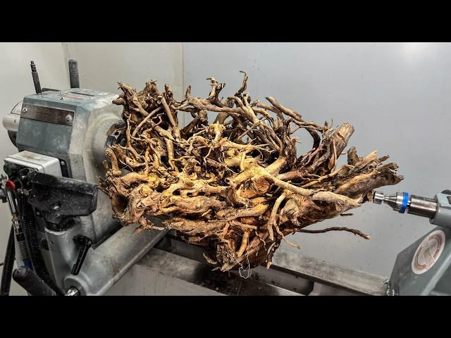 Woodturning - Scary Tree Root Transformation ( NO RESIN )