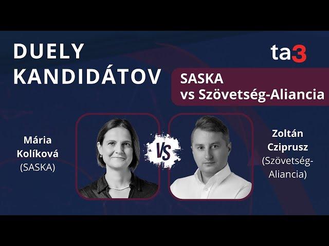 Duely kandidátov: Mária Kolíková (SASKA) vs Zoltán Cziprusz (Szövetség-Aliancia)