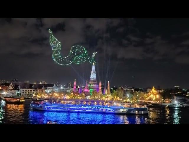 Amazimg Thailand - Drone light show on Chaophraya River 2024