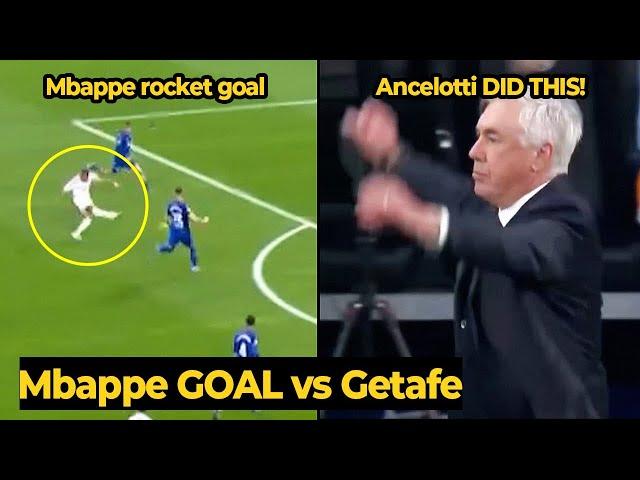 Ancelotti crazy reaction after Mbappé finally scores goal against Getafe | Real Madrid News