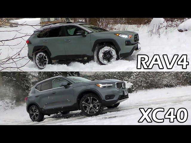 Toyota RAV4 VS Volvo XC40. AWD Snow And Hill Test. Surprise Contender At The End. Who Is The Winner?