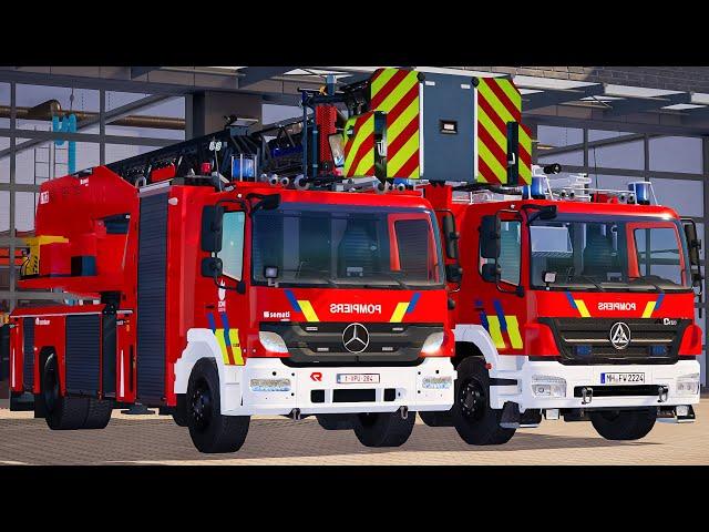 Emergency Call 112 - Hainaut-Est New Skins Fire Brigade Truck and Ambulance First Responding! 4K