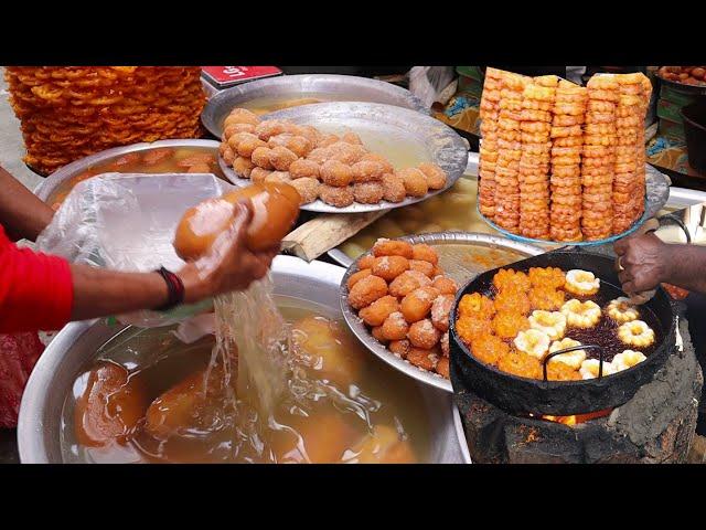 Yummy street food at Bangladesh Village Fair ! Huge Sweet, Jalebi, Roti, Mukut, Binni, Batasa, Saj