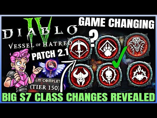 Diablo 4 - CONFIRMED: MASSIVE Season 7 Class Reworks & Buffs, Patch 2.1 Changes Breakdown & More!