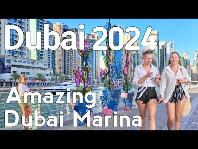 Dubai [4K] Amazing Dubai Marina Walking Tour 2024 