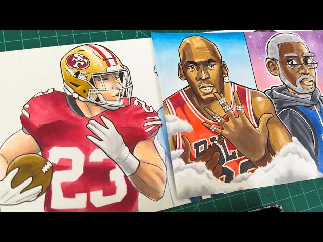 EVERY NFL + NBA Drawing I Made This Year!! 