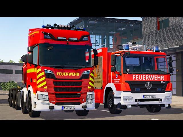 Emergency Call 112 - Mülheim Swap Body Vehicle and Firefighter First on Duty! 4K