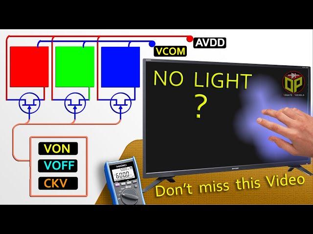 LED TV Screen has no light |  what works TFT, AVDD, CKV, VCOM, VGL, VON or VGH & Liquid Cristal cell