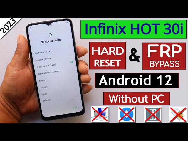 Infinix Hot 30i X669 Hard Reset & Frp Bypass Without Pc - Activity Launcher Not Working | Android 12