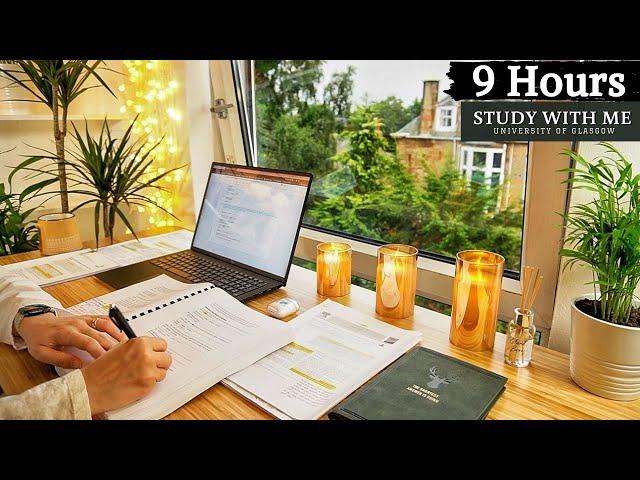 9 HOUR STUDY WITH ME | Background noise, 10-min Break, No music, Study with Merve