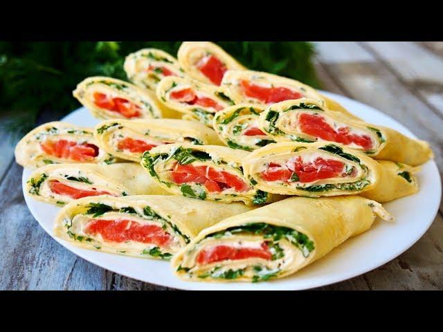 Tasty Crepes Recipe with salmon