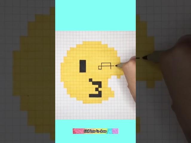 How to draw Smile emoji sprite grid pixel art  #drawing #draw I Chill how to draw