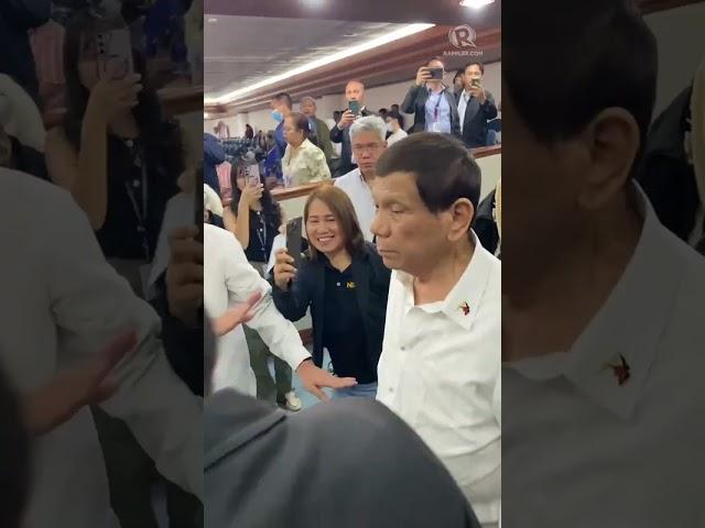 Former president Rodrigo Duterte arrives at the Senate to face accusations of abuses in the drug war