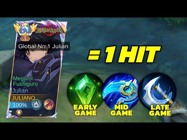 JULIAN BEST 1 HIT BUILD AND EMBLEM (super insane damage) - Mobile Legends