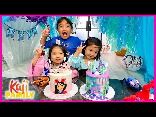 Emma and Kate Mulan vs Ariel 4th Birthday party Special!!!!