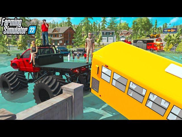 "STRANDED" IN FLOOD WATER | POLICE | CAN WE MAKE MILLIONS? (FS22 CHALLENGE) FARMING SIMULATOR 22