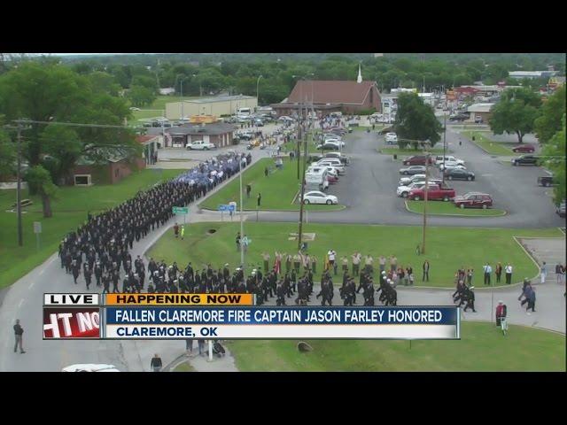 Firefighter procession in Claremore for Jason Farley