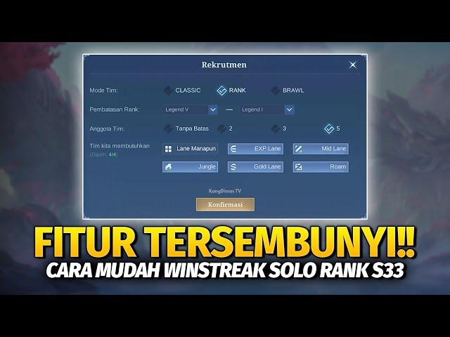 FITUR ANTI DARK SYSTEM CARA MUDAH WINSTREAK SOLO RANK SEASON 33!!