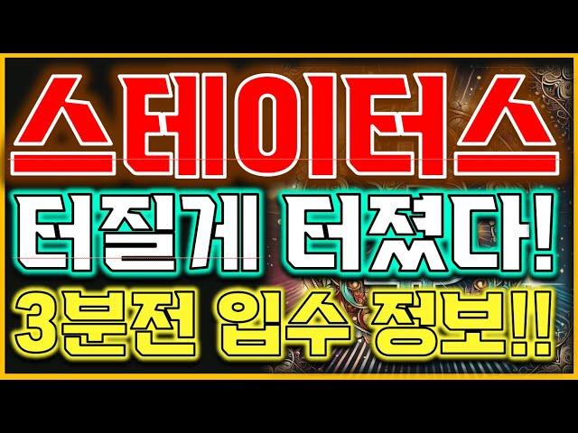 [스테이터스네워크 토큰 전망] " 터질게 터졌습니다!!" 현재 절대 손절 금지!"