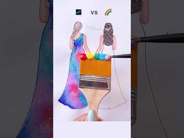 Galaxy VS Rainbow || Which one do you like ?  #art #painting #shorts