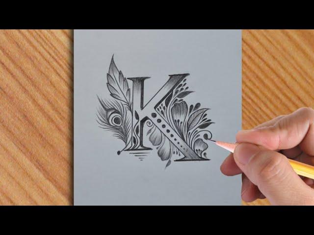 Beat tattoo of K letter design making with pencil || amazing art video  siml drawing