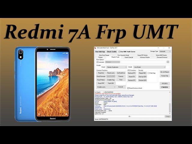 Redmi 7A Frp Unlock UMT Dongle  One Click