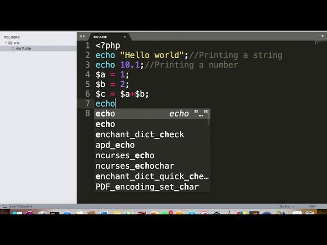 PHP - Day11 - Printing Hello World, Variable Assignment and Mathematical Operations