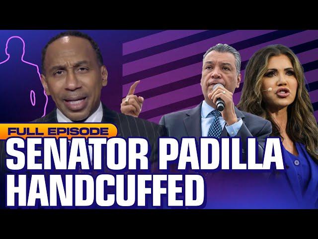 Senator handcuffed in Padilla + Noem chaos. Haliburton: NOT a superstar. WHAT are the Knicks doing?